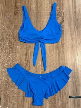 Riot Swim Blue Ruffle Two-Piece Swim Set